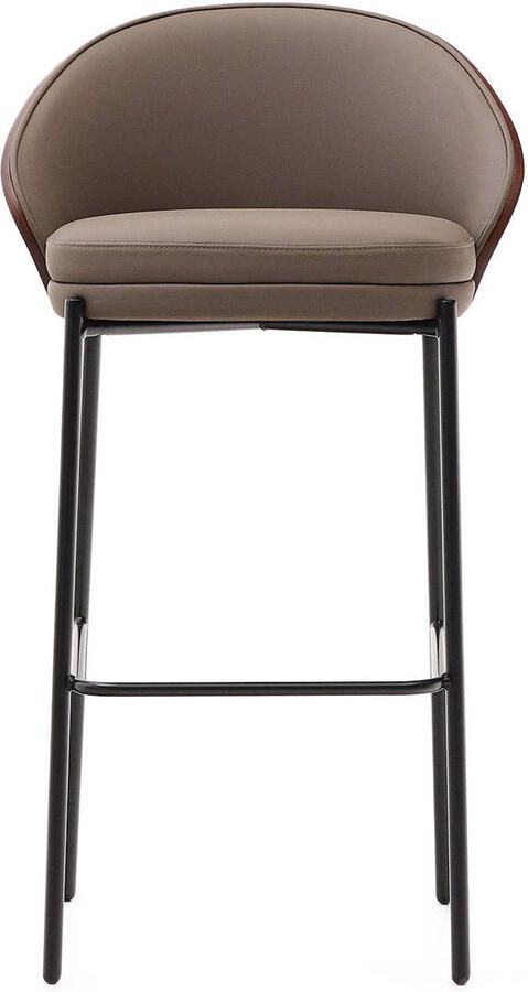 Kave Home Eamy kruk in bruin kunstleer essenfineer en afwerking in noten en bruin metaal 75 cm - Foto 2