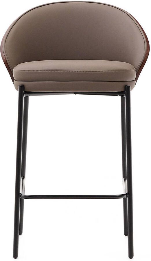 Kave Home Eamy kruk in bruin kunstleer essenfineer en afwerking in noten en zwart metaal 65 cm - Foto 3