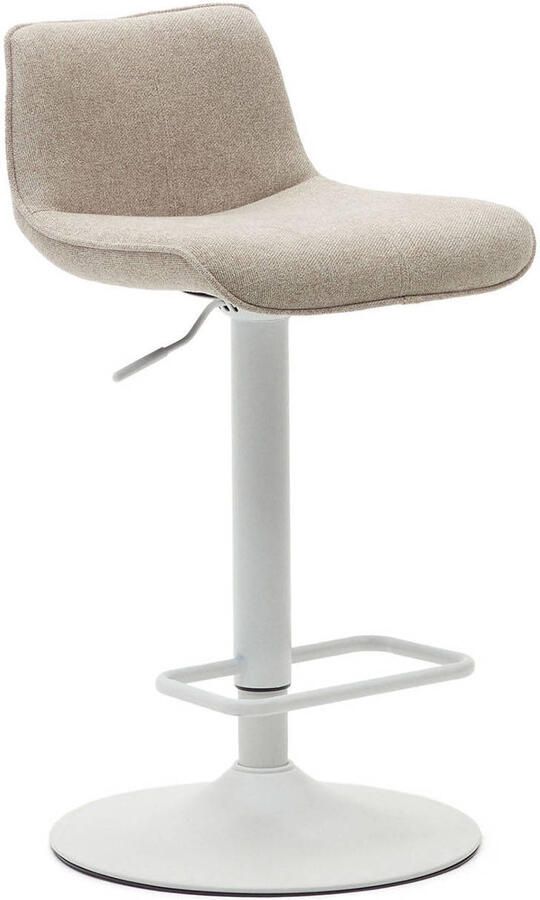 Kave Home Zenda-kruk in beige chenille en staal met matwitte afwerking 81- 102 cm - Foto 3