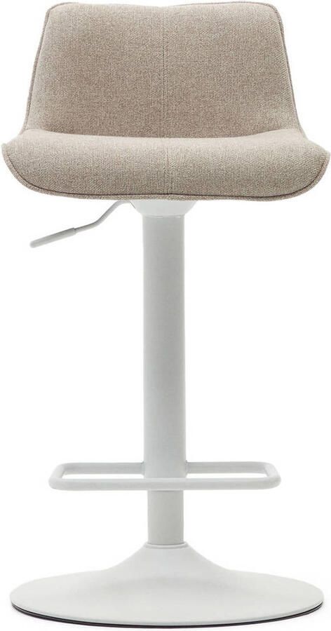 Kave Home Zenda-kruk in beige chenille en staal met matwitte afwerking 81- 102 cm - Foto 2