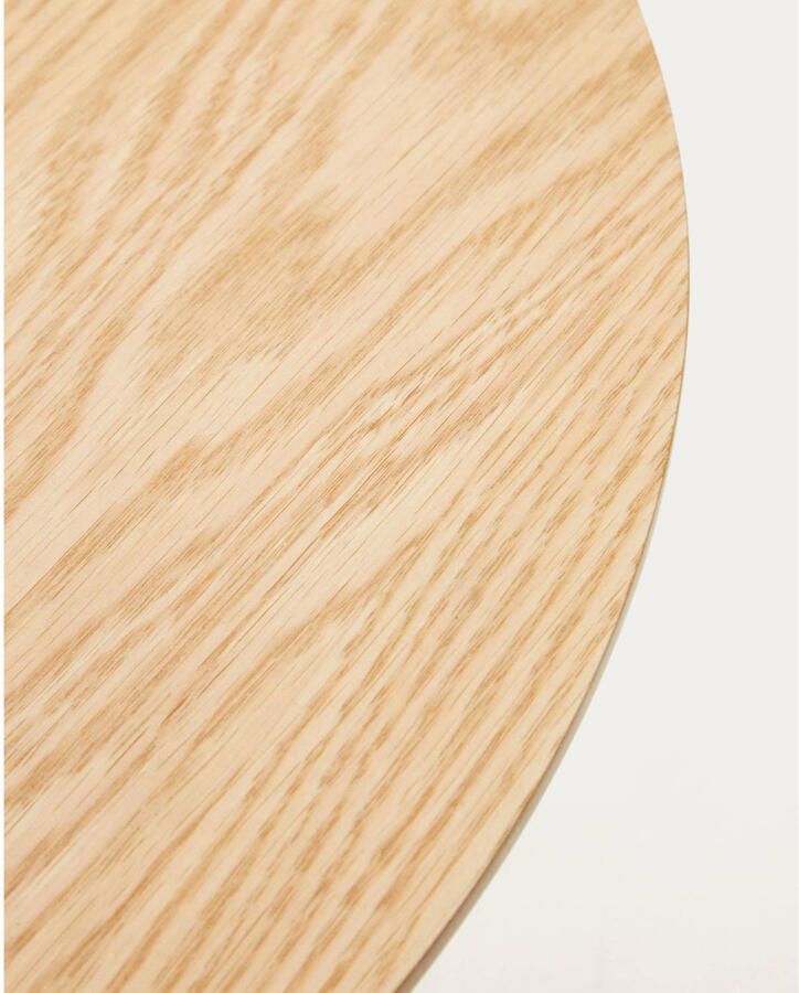 Kave Home Watse set van 2 bijzettafels in eikenhoutfineer en mat wit metaal Ø 40 cm Ø 48 cm - Foto 2