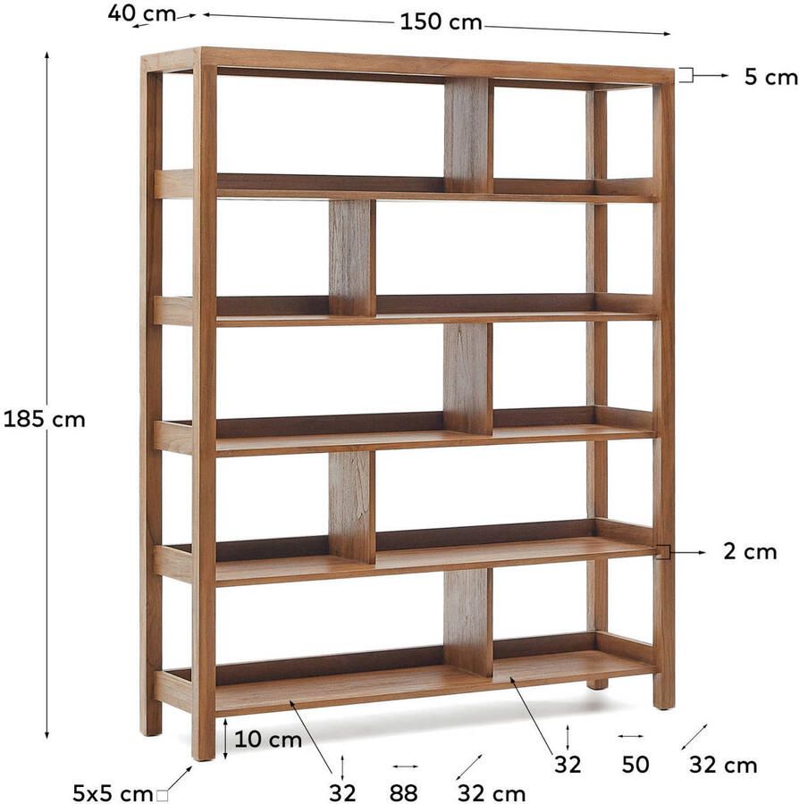Kave Home Wandkast Sashi Teakhout 185 x 150cm Bruin - Foto 2