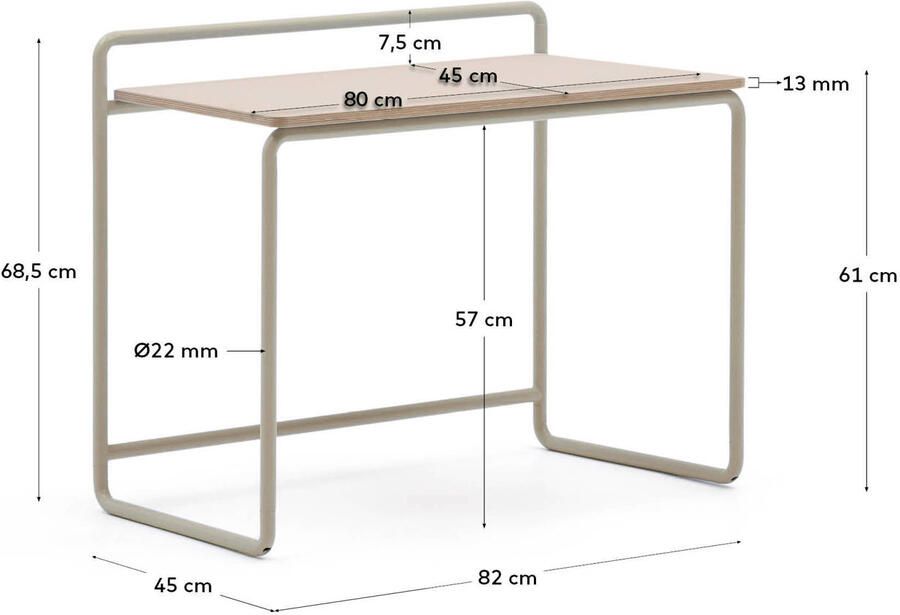 Kave Home Kinderbureau Tinn 82 x 45cm Beige