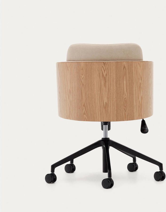 Kave Home Bureaustoel Madai Chenille en essen Beige