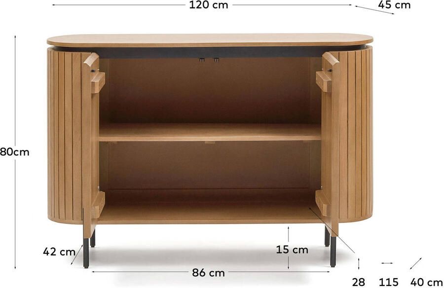 Kave Home Licia 2-deurs dressoir van massief mangohout en zwart - Foto 2