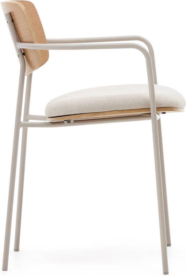 Kave Home Maureen stapelbare stoel in eikenfineer natuurlijke afwerking en beige poten - Foto 2