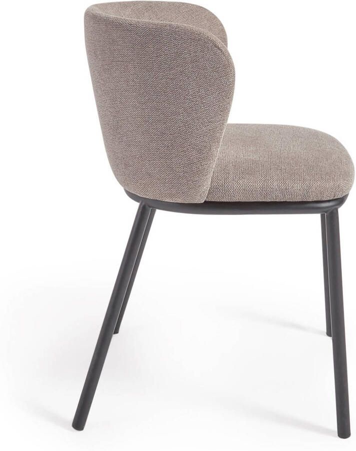 Kave Home Ciselia stoel in lichtbruine chenille en stalen poten met zwarte afwerking FSC Mix Credit - Foto 4