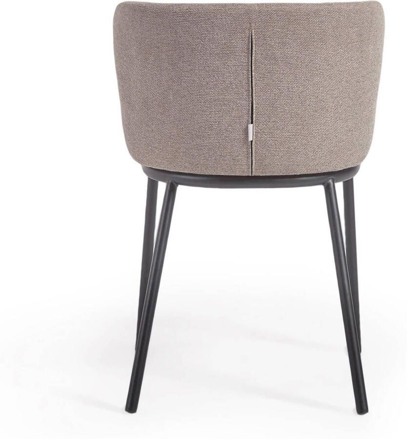 Kave Home Ciselia stoel in lichtbruine chenille en stalen poten met zwarte afwerking FSC Mix Credit - Foto 2