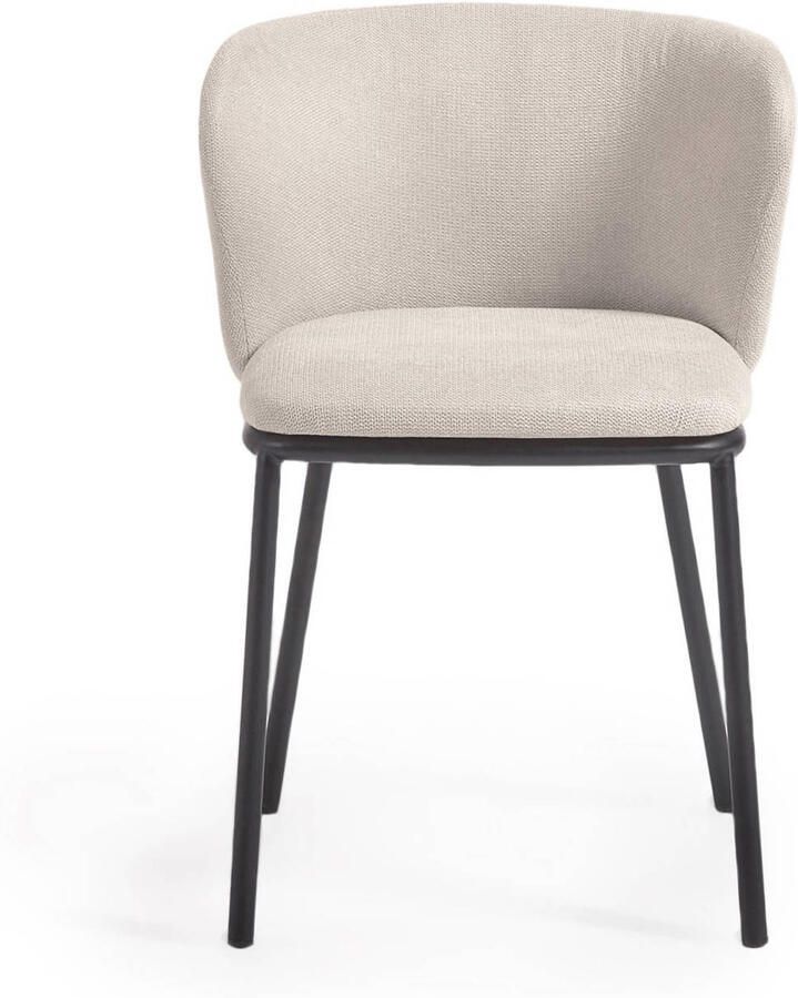 Kave Home Ciselia stoel in beige chenille en stalen poten met zwarte afwerking FSC Mix Credit - Foto 4