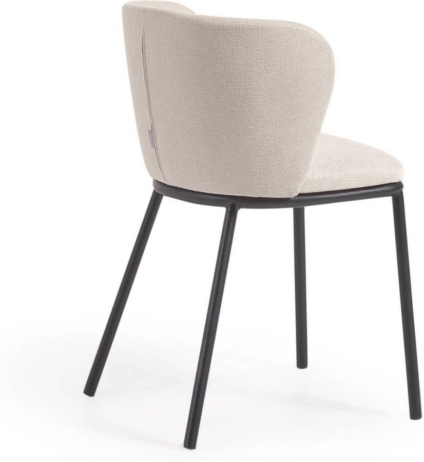 Kave Home Ciselia stoel in beige chenille en stalen poten met zwarte afwerking FSC Mix Credit - Foto 2