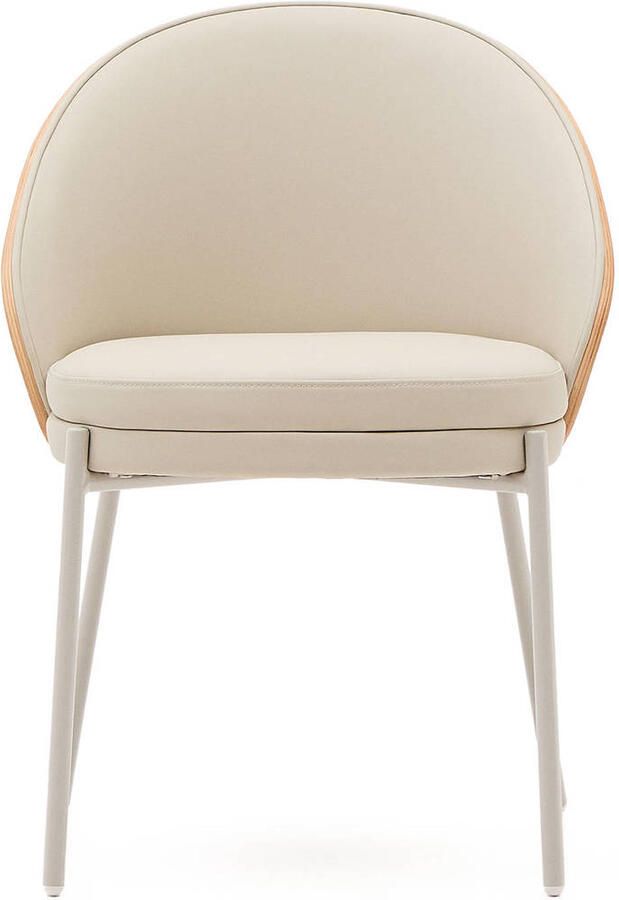 Kave Home Eamy stoel in beige kunstleer essenfineer en afwerking in naturel en beige metaal - Foto 2