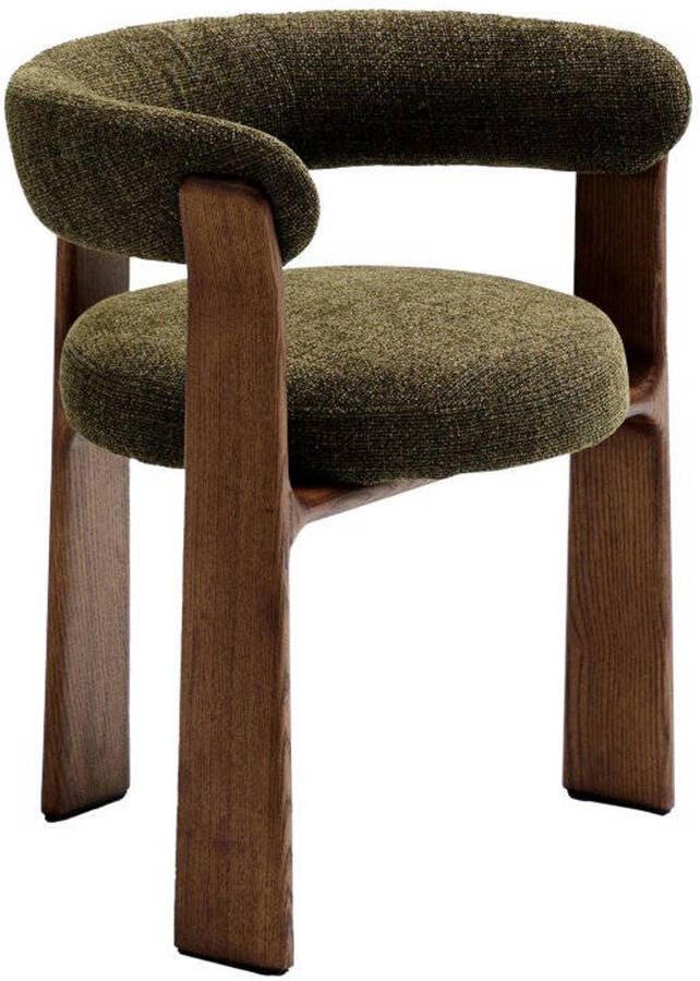 Kave Home Eetkamerstoel Granite Chenille en essenhout Groen Bruin - Foto 2
