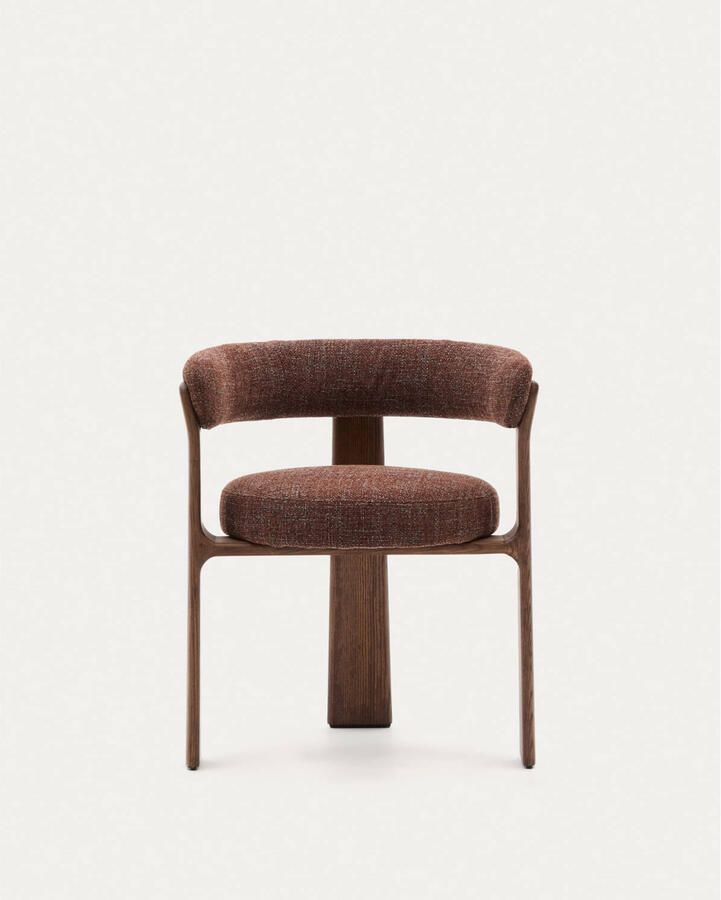 Kave Home Eetkamerstoel Granite Chenille en essenhout Bruin - Foto 3