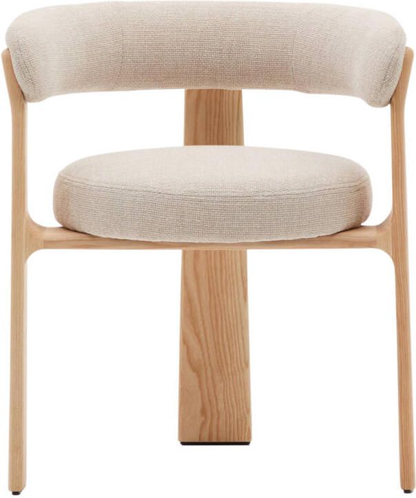 Kave Home Eetkamerstoel Granite Chenille en naturel essenhout - Foto 3