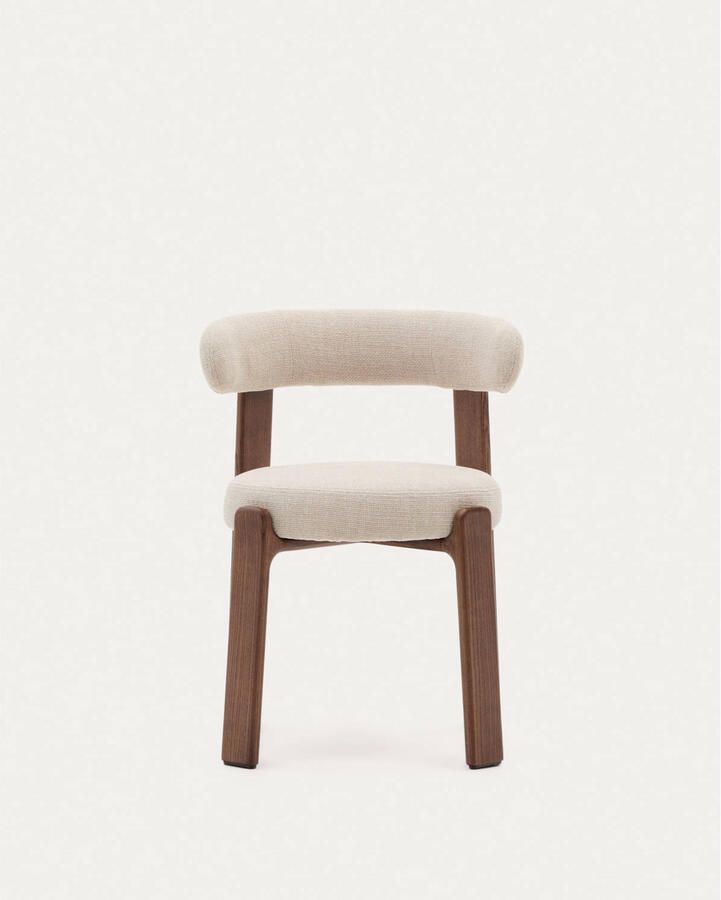 Kave Home Eetkamerstoel Granite Chenille en noten essenhout - Foto 3