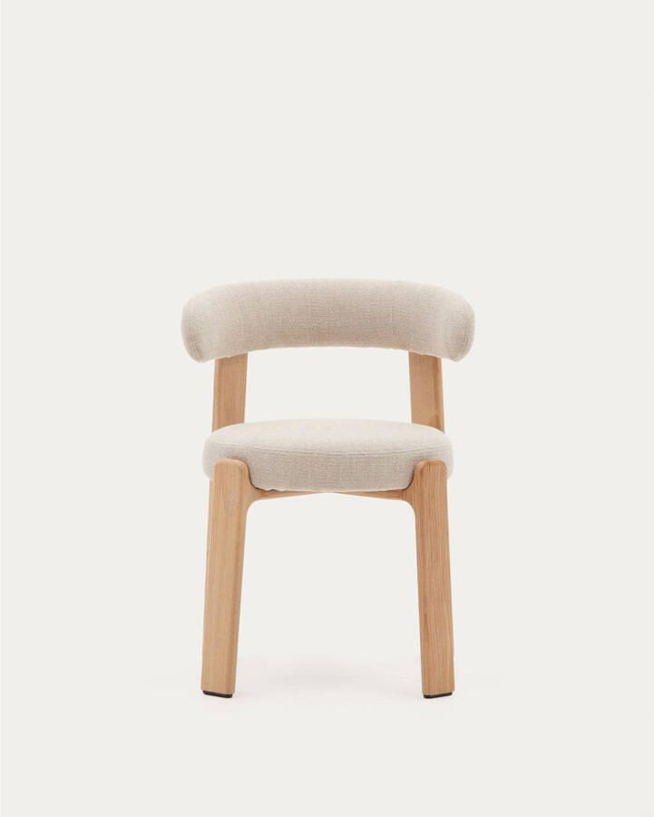 Kave Home Eetkamerstoel Granite Chenille en naturel essenhout - Foto 3