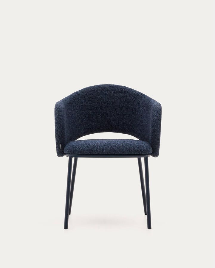 Kave Home Eetkamerstoel Maina Chenille Donkerblauw