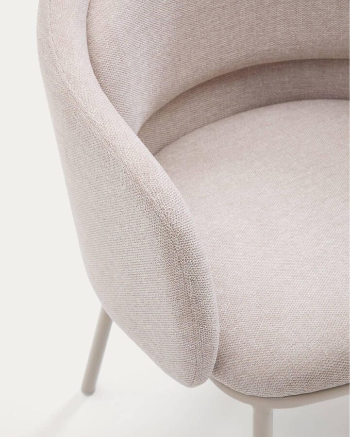 Kave Home Eetkamerstoel Minda Chenille Beige - Foto 2