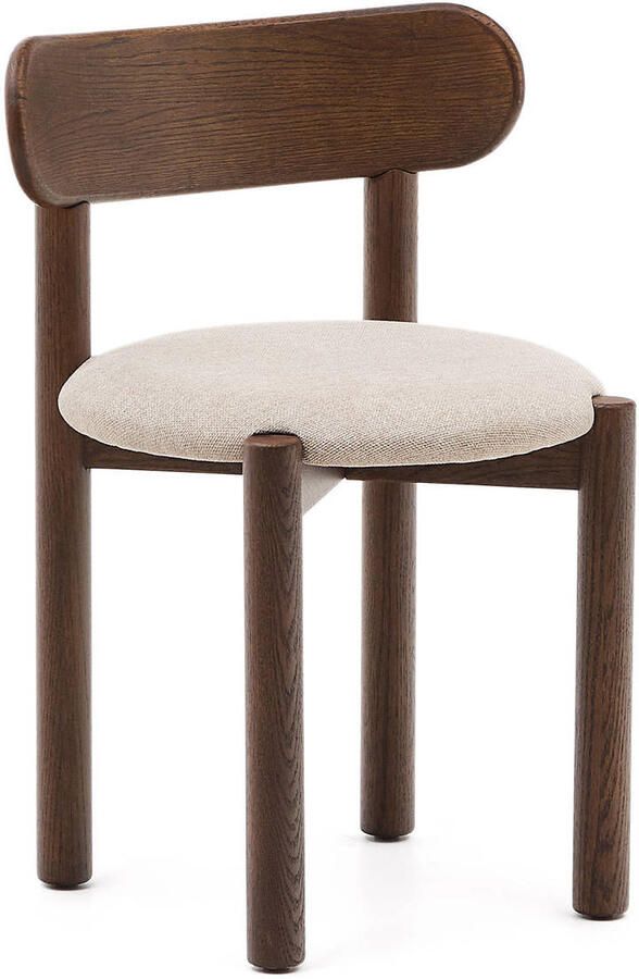 Kave Home Stoel Nebai met een structuur van FSC MIX Credit massief eikenhout met een walnoot afwerki - Foto 4