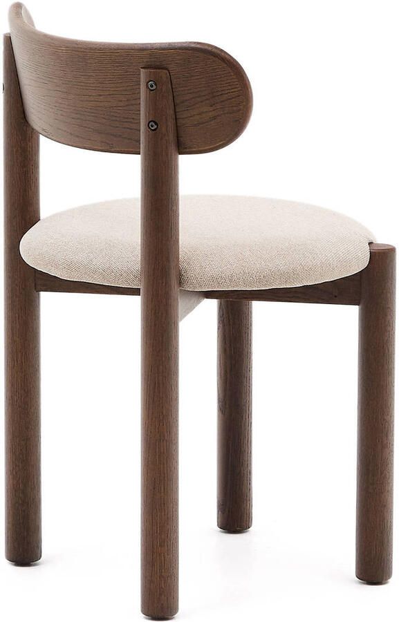 Kave Home Stoel Nebai met een structuur van FSC MIX Credit massief eikenhout met een walnoot afwerki - Foto 3