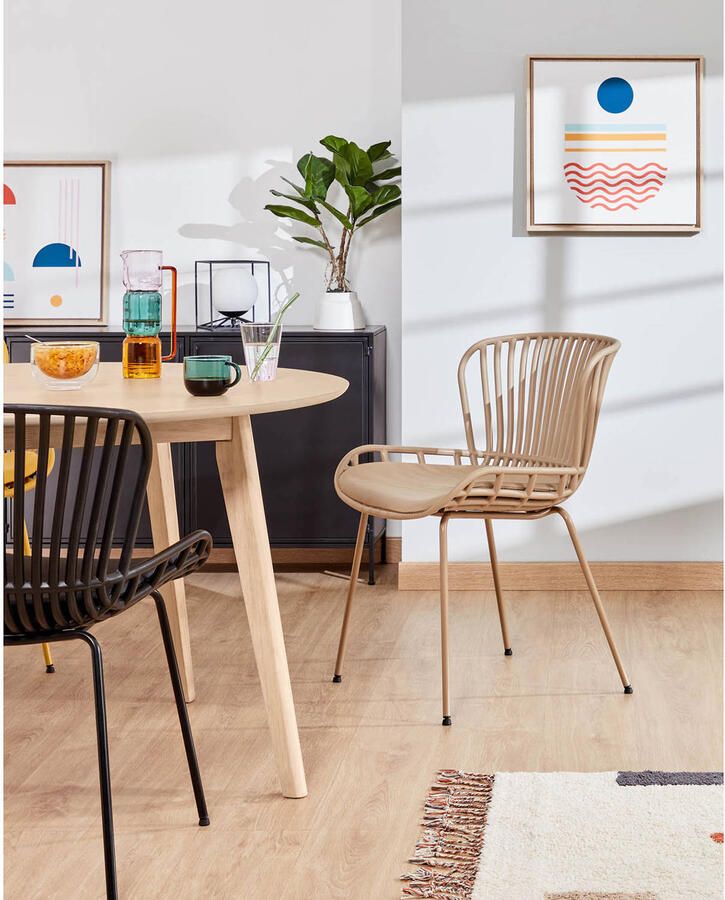 Kave Home Stoel Surpik met stalen poten in beige