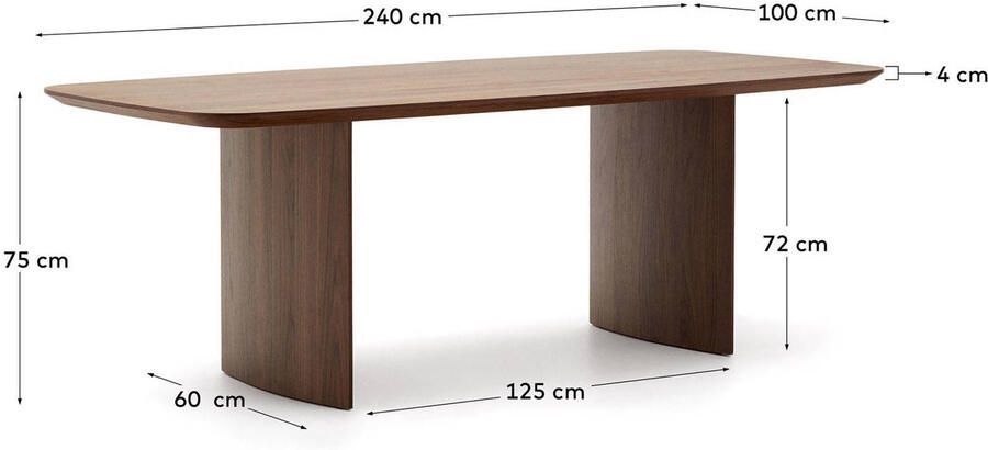 Kave Home Eettafel Litto Deens ovaal Walnoot 240 x 100cm Bruin - Foto 3