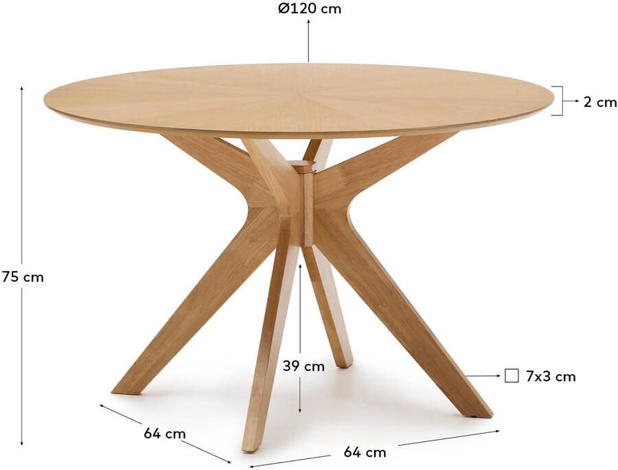 Kave Home Ronde Eettafel Naanim Rubberhout 120cm - Foto 2