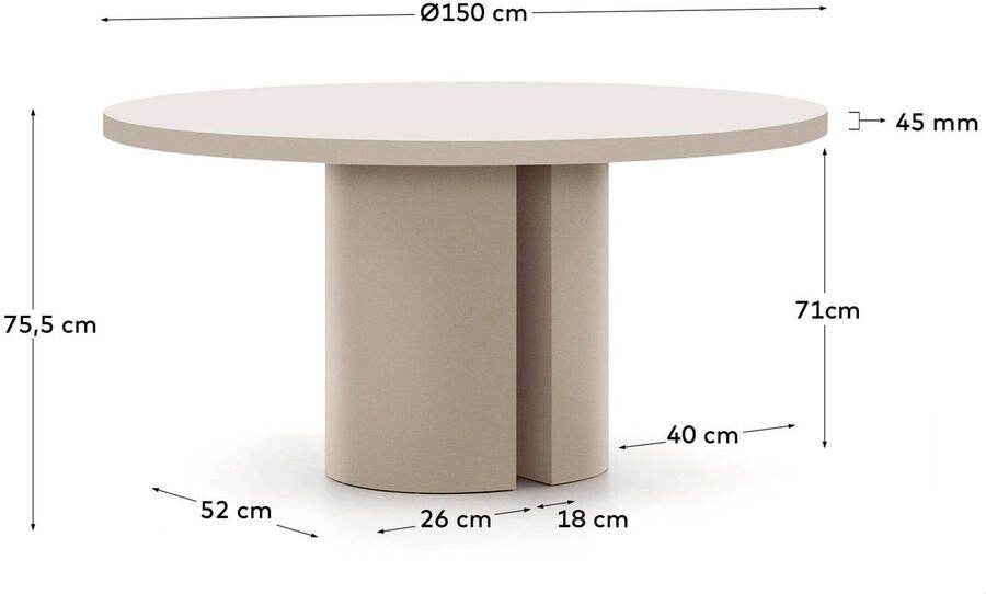 Kave Home Ronde Eettafel Nealy MDF 150cm Wit Japandi - Foto 2