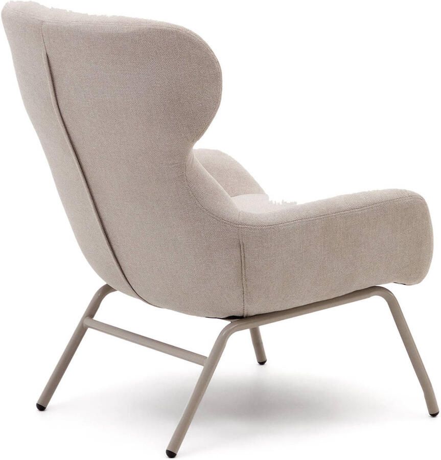 Kave Home Belina-fauteuil van beige chenille en staal met witte afwerking - Foto 2