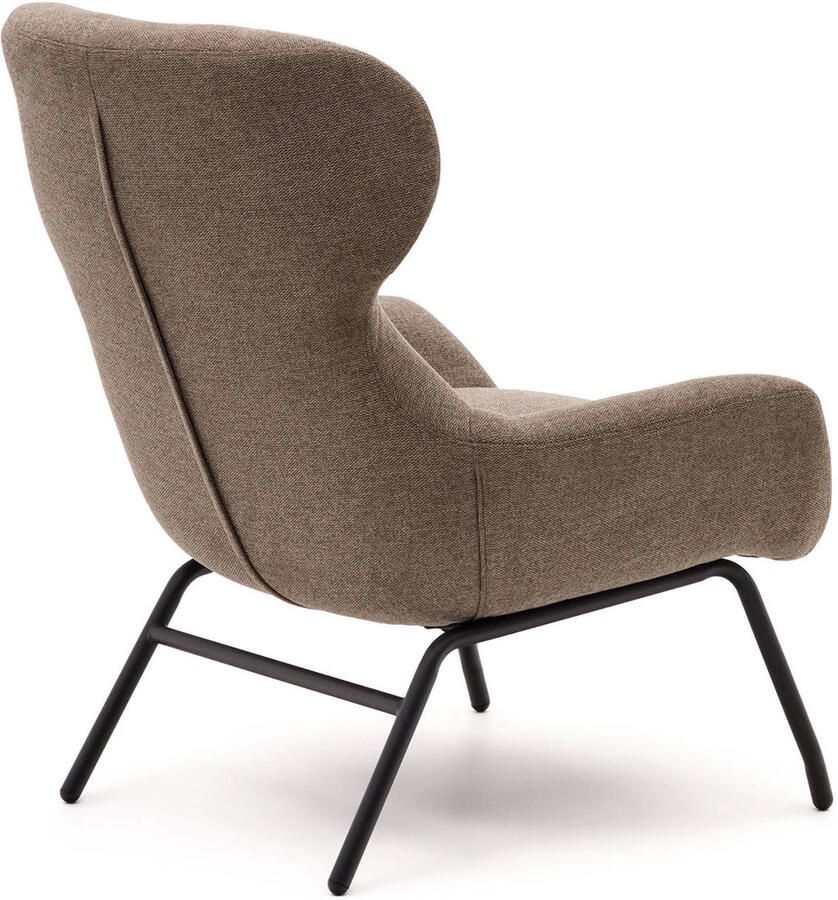 Kave Home Belina-fauteuil van lichtbruine chenille en staal met zwarte afwerking - Foto 3