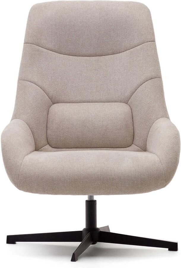 Kave Home Celida-draaistoel van beige chenille en staal met zwarte afwerking - Foto 4