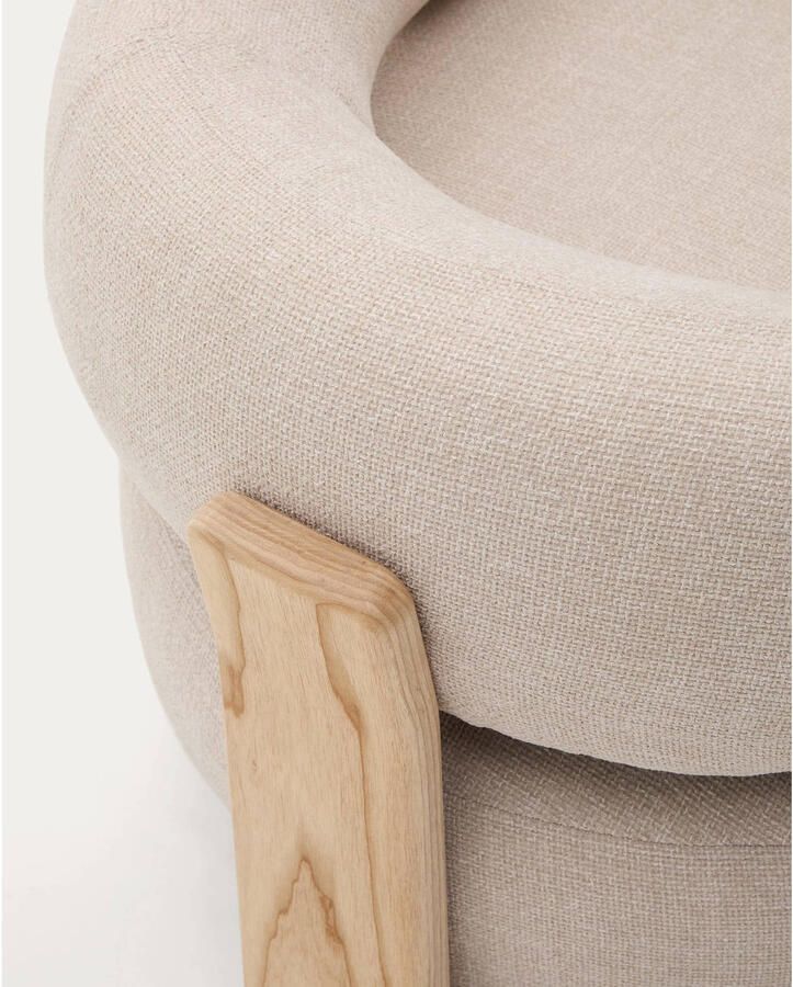 Kave Home Fauteuil Granite Chenille en naturel essenhout - Foto 2