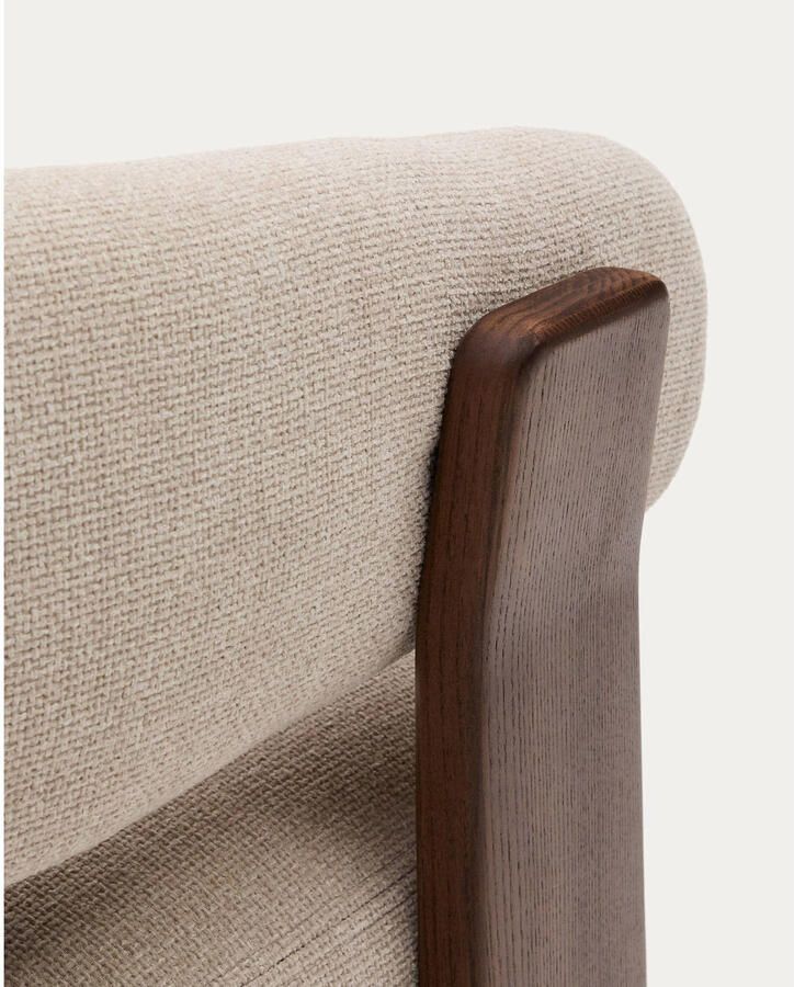 Kave Home Fauteuil Granite Chenille en essenhout Beige Bruin - Foto 2