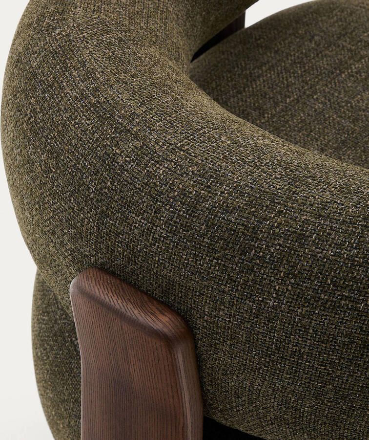 Kave Home Fauteuil Granite Chenille en essenhout Groen - Foto 2