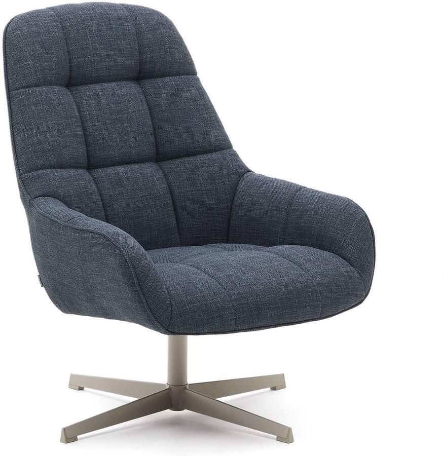 Kave Home Draaifauteuil Jaspe Structuurstof Blauw - Foto 3