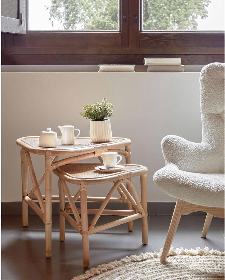 Kave Home Kody fauteuil met schapenvacht en massief beuken poten - Foto 2