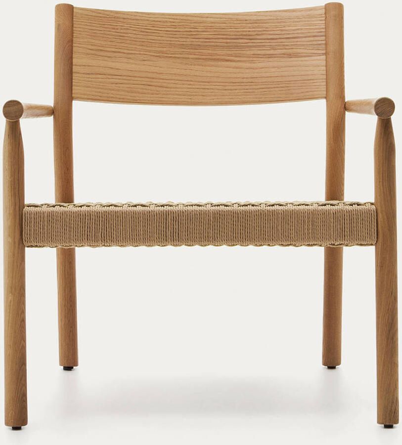 Kave Home Yalia-fauteuil van massief eikenhout FSC 100% met natuurlijke afwerking en zitting van pap - Foto 4