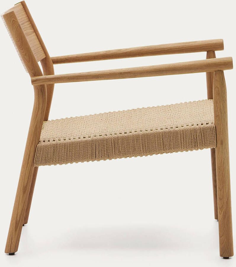 Kave Home Yalia-fauteuil van massief eikenhout FSC 100% met natuurlijke afwerking en zitting van pap - Foto 3