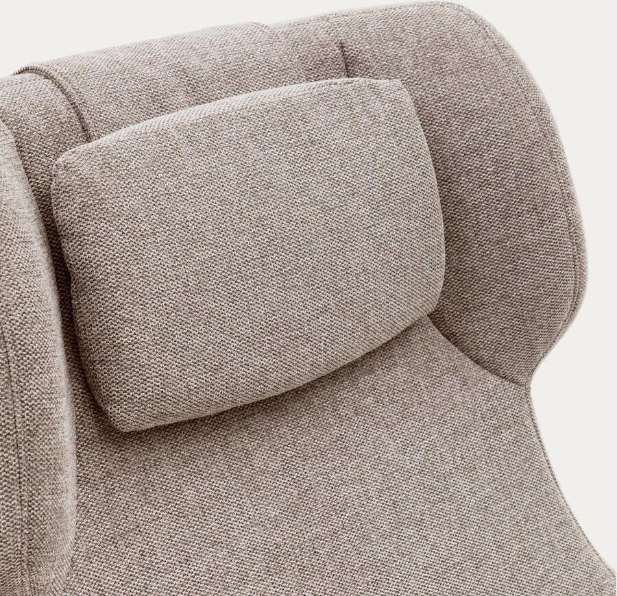 Kave Home Zalina-draaistoel met armleuningen van beige chenille en staal met zwarte afwerking - Foto 2