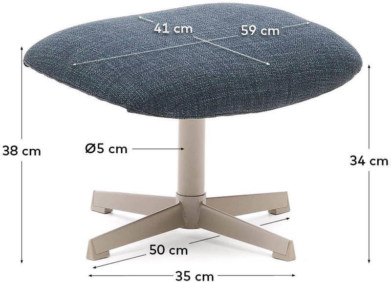 Kave Home Hocker Jaspe Structuurstof Blauw - Foto 2