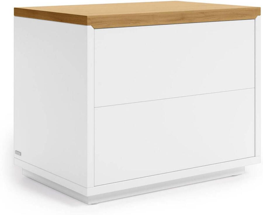 Kave Home Abilen eikenfineer en wit gelakt nachtkastje 53 x 44 cm FSC 100% - Foto 4