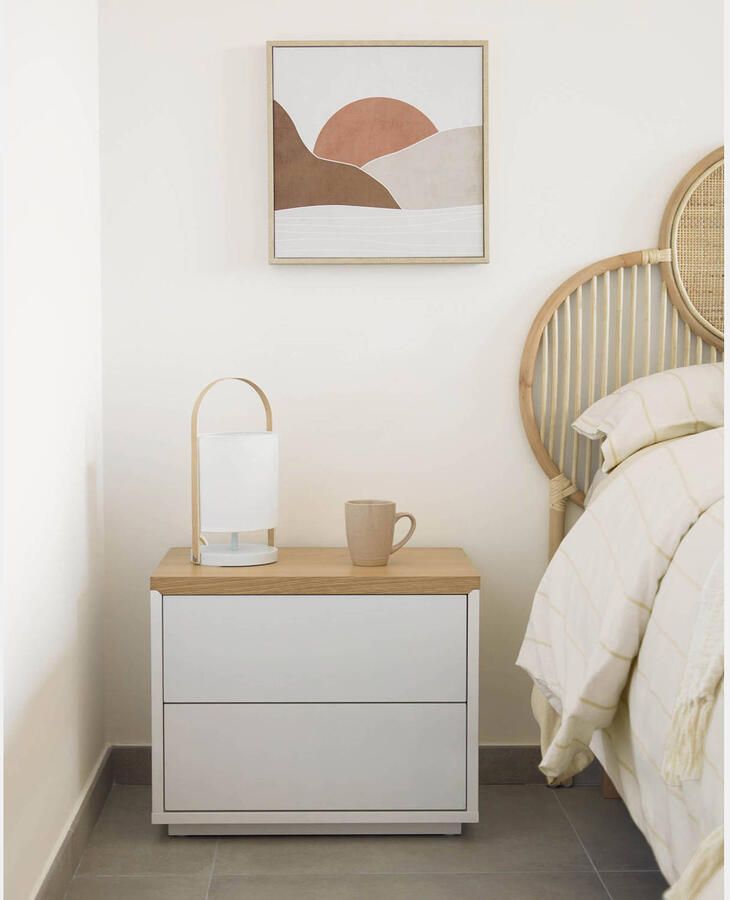 Kave Home Abilen eikenfineer en wit gelakt nachtkastje 53 x 44 cm FSC 100% - Foto 2