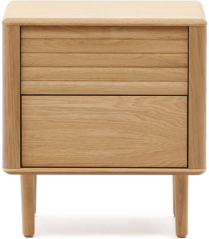 Kave Home Nachtkastje Lenon 2 laden in hout en eikenfineer 50 x 55 cm FSC MIX Krediet - Foto 4