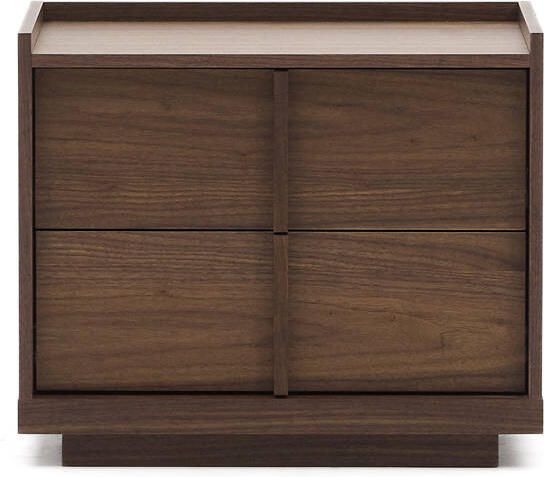 Kave Home Onix nachtkastje met twee laden notenfineer donkere afwerking 60 x 59 cm FSC Mix Credit - Foto 3
