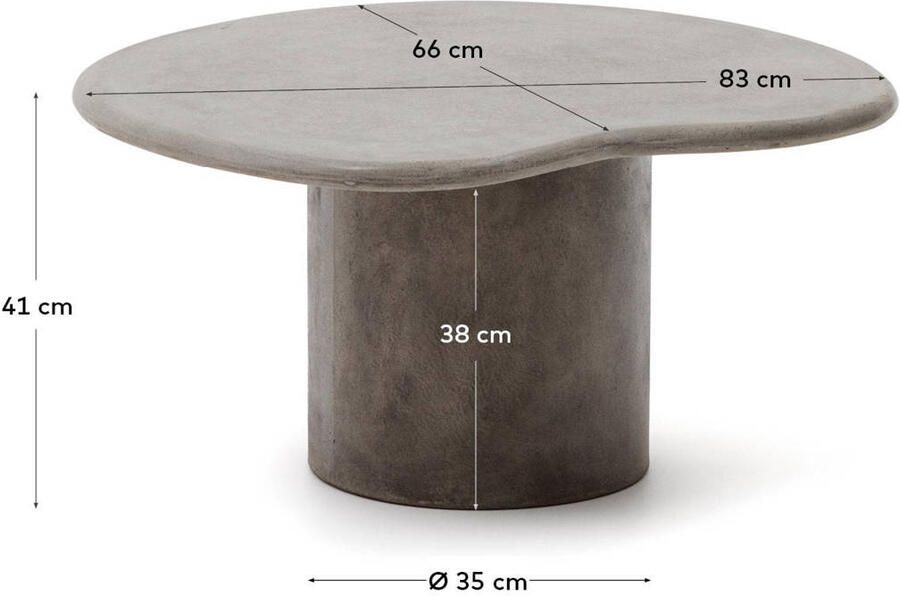 Kave Home Organische Salontafel Macarella Beton 83 x 77cm Grijs - Foto 3