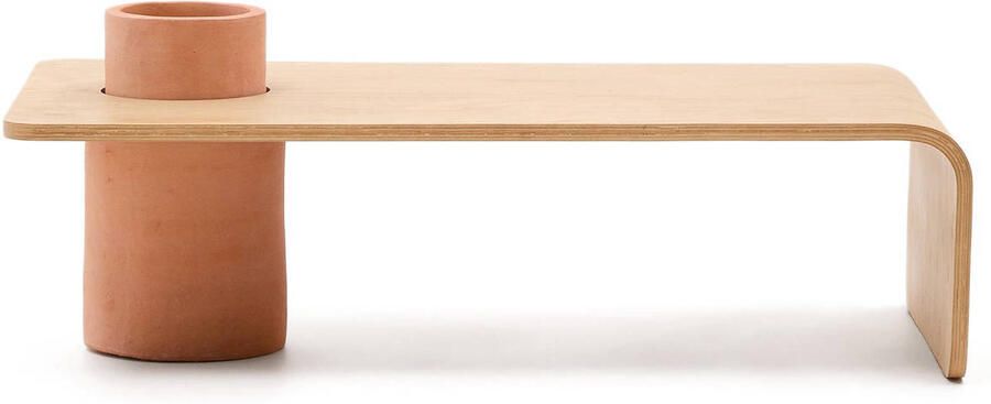 Kave Home Salontafel Olaria Terracotta en eiken 110 x 60cm Bruin - Foto 3