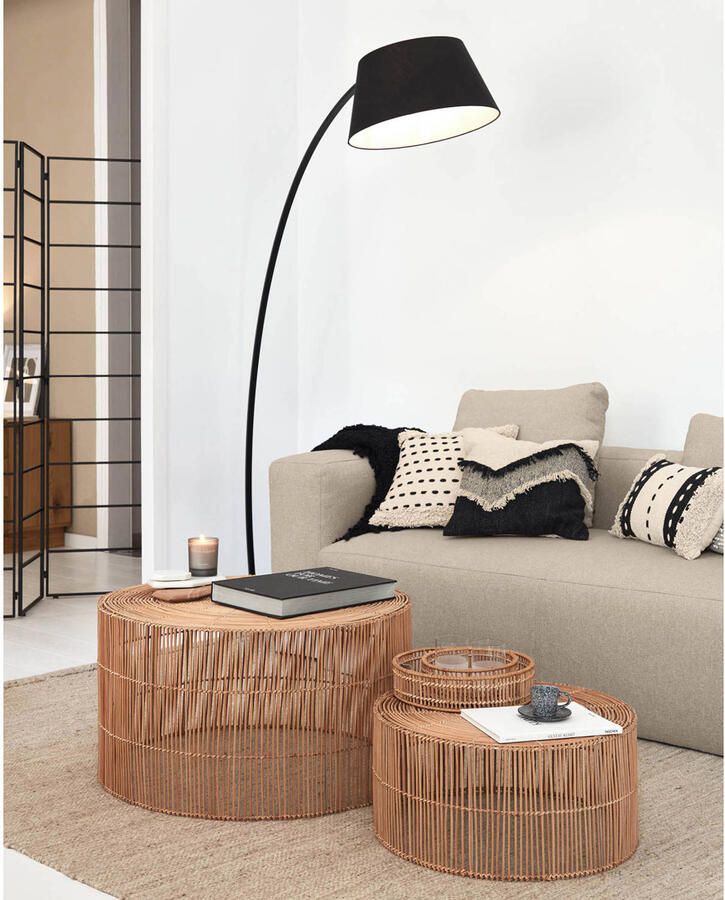 Kave Home Salontafels Elmima set van 2 in 100% rotan met natuurlijke finish Ø 66 cm en Ø 55 cm - Foto 3