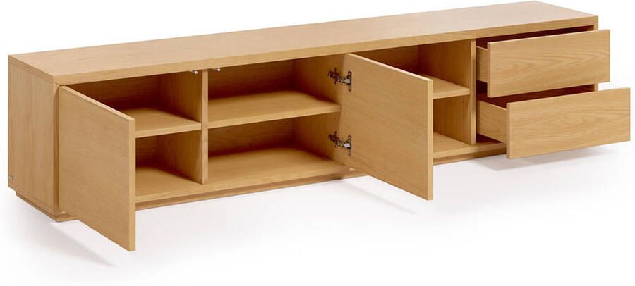 Kave Home Abilen TV-meubel met 2 deuren en 2 laden in eikenfineer 200 x 44 cm 100% FSC - Foto 3