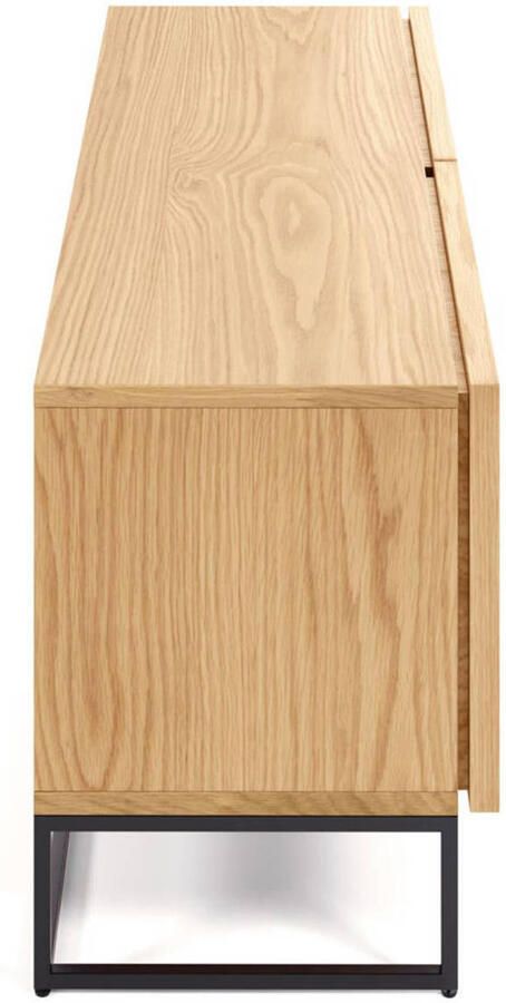 Kave Home Taiana 2-deurs tv-meubel met eikenfineer en stalen frame in zwarte afwerking 112 x 51 cm (mtk0176)