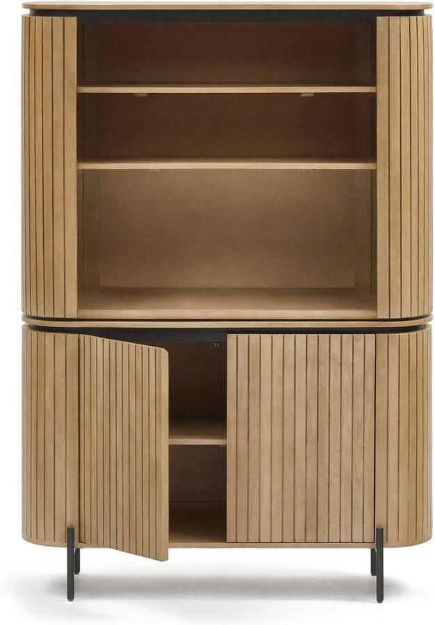 Kave Home Licia ladekast met 2 deuren in massief mangohout en zwart - Foto 2